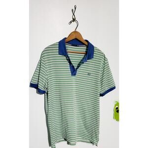 Southern Tide to Tide Mens White Green Striped Golf Shirt Size Large Preppy